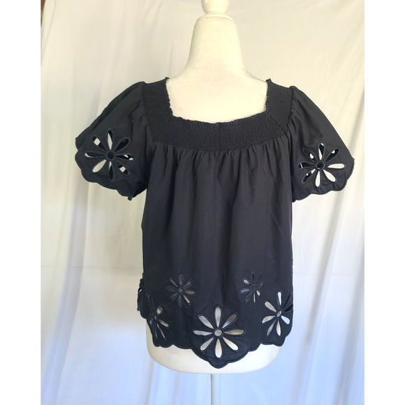 Rails Womens Designer Black Eyelet Sonora Top XS - Picture 7 of 8